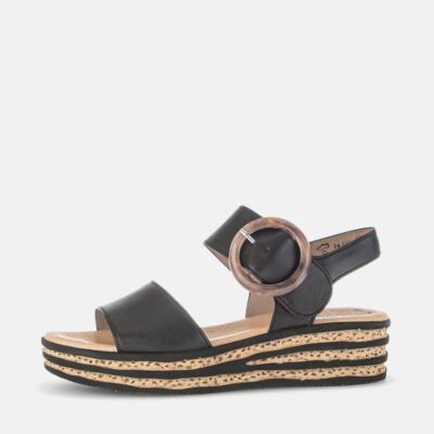 Gabor Gabor Stylish Black Wedge Sandals  Clearance
