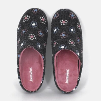 Berevere Pretty Grey Flower Slippers  Online