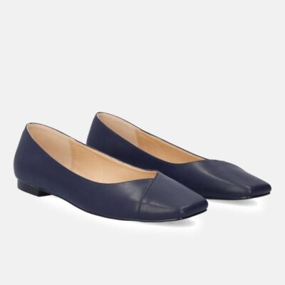 Andres Machado Chic Navy Square Toe Ballerina Flats  Best