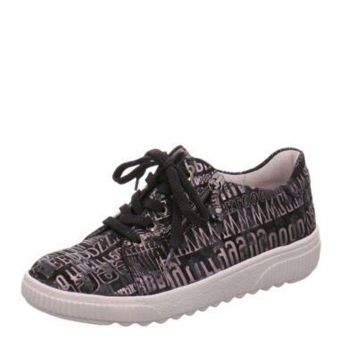 Waldlaufer Waldlaufer Trendy Wide Fit Black Pattern Sneaker  New