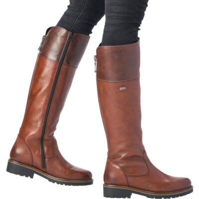 Remonte Versatile Two Tone Brown Zip Up Long Boots  Hot