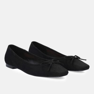 Andres Machado Plush Black Suede Bow Tie Ballet Flats  Best