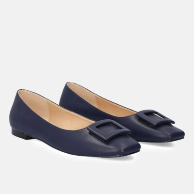 Andres Machado Stylish Navy Buckle Ballet Flats  Online