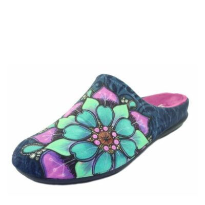 Berevere Pretty Navy Floral Slippers  Online