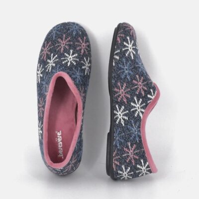 Berevere Pretty Navy & Pink Multi Slippers  Clearance