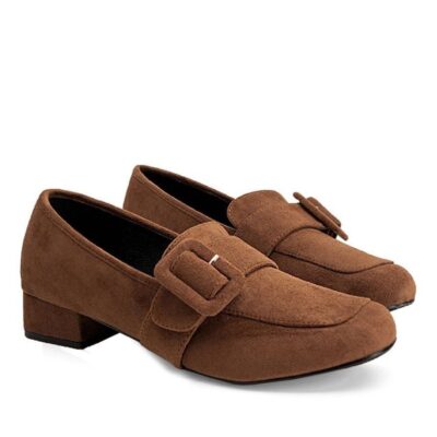 Andres Machado Dressy Brown Faux Suede Buckle Slip On Shoe  Wholesale
