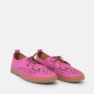 Palmiya Comfortable Hot Pink Leather Shoes  Wholesale