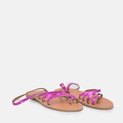 Glaritis Glaritis Hot Pink Leather Strappy Sandals  New