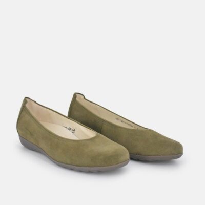 Waldlaufer Waldlaufer Stylish Khaki Suede Wide Fit Ballerinas  Best