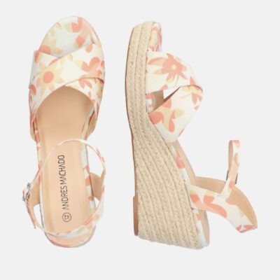 Andres Machado Pretty Orange Floral Espadrille Wedge Sandals  Hot