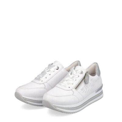 Remonte Remonte White/Silver Leather Platform Sneakers  Wholesale