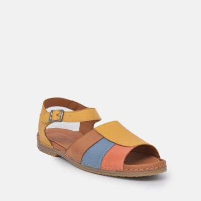 Palmiya Pretty Yellow Combi Leather Sandals  Wholesale