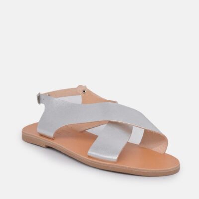 Glaritis Glaritis Stylish Criss Cross Metallic Silver Sandal  New