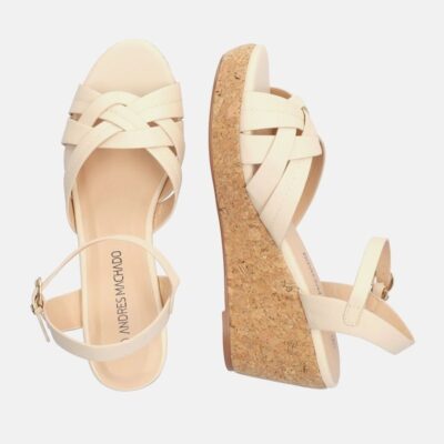 Andres Machado Stylish Beige Wedge Sandals  New