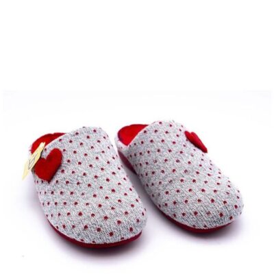 Berevere Pretty Red/Grey Loveheart Slippers  Wholesale