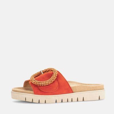Gabor Gabor Stylish Pumpkin Orange Suede Mule Sandals  New