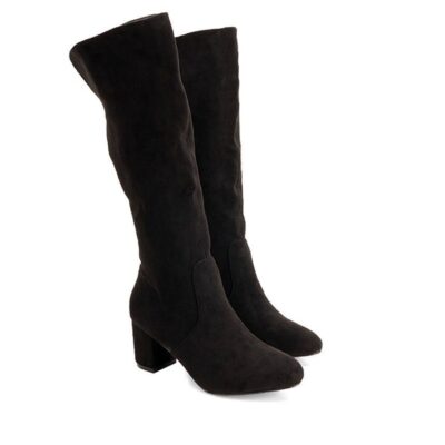 Andres Machado Andres Machado Black Suede Block Heel Boots  Online