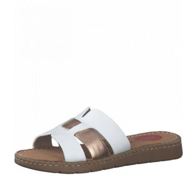 Jana Jana Stylish White/Rose Gold Mule Sandals  Best