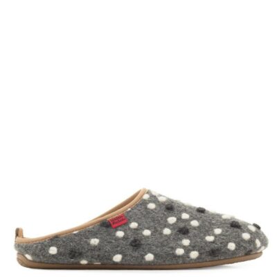 Andres Machado Pretty Grey Dotty Slippers  New
