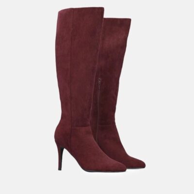 Andres Machado Sky High Burgundy Stiletto Heel Long Boots  New