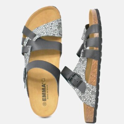 Emma Stylish Black Combi Vegan Leather Sandal  New