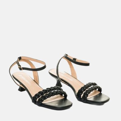 Andres Machado Stylish Black Kitten Heel Sandals  Best