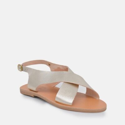 Glaritis Glaritis Stylish Criss Cross Metallic Gold Sandal  New