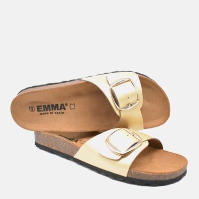 Emma Versatile Chic Gold Leather Slides  Hot