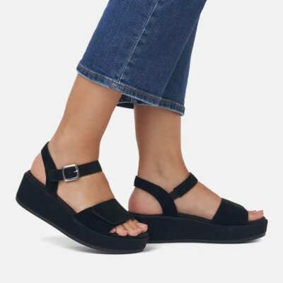Remonte Remonte Simple Black Suede Platform Sandals  Hot
