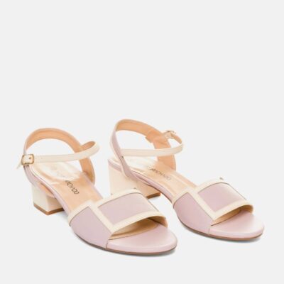 Andres Machado Pretty Lilac/Cream Block Heel Sandals  Online