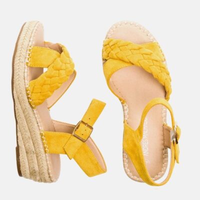 Andres Machado Stylish Sunshine Suedette Midi Wedges  Clearance