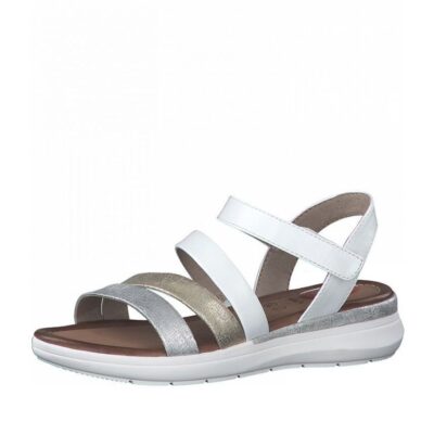 Jana Jana Strappy White Combi Wedge Sandals  Best