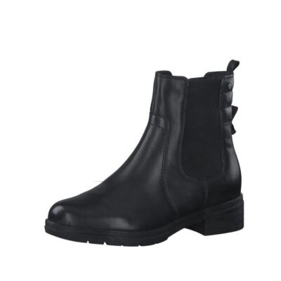 Tamaris Tamaris Black Leather Chelsea Style Ankle Boots  Hot