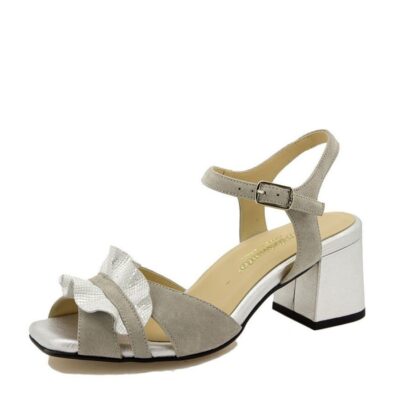 PieSanto Piesanto Glamorous Silver Block Heel Sandals  Clearance