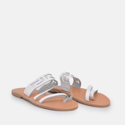 Glaritis Glaritis Chic White Leather Sandals  Hot