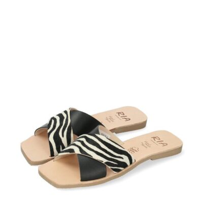 Ria Ria Luxurious Zebra Leather Slip On Sandals  Best