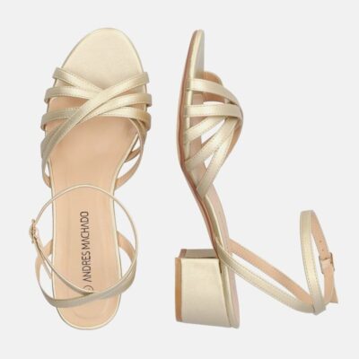 Andres Machado Dressy Gold Ankle Strap Sandals  Clearance