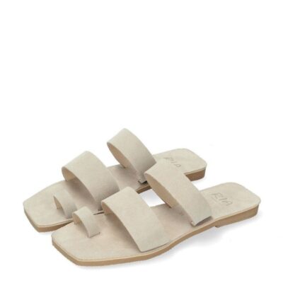 Ria Ria Stylish Beige Suede Toe-Post Sandals  Clearance