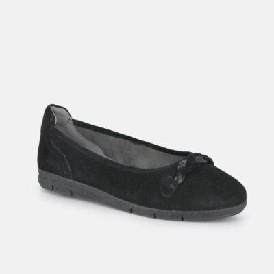 Tamaris Tamaris Versatile Black Suede Round Toe Flats  Hot