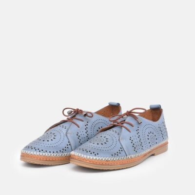 Palmiya Comfortable Blue Leather Shoes  Online