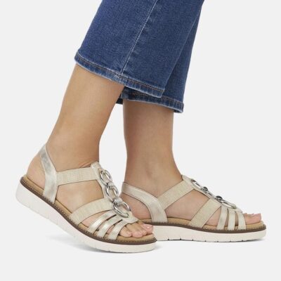 Remonte Remonte Dressy Beige Elasticated Sandals  New