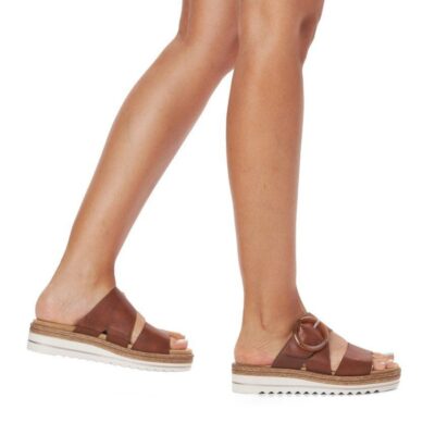 Remonte Remonte Fab Slip On Brown Leather Sandals  Clearance