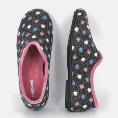 Berevere Pretty Grey Multi Dot Slippers  Hot
