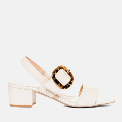 Andres Machado Dressy Off White Block Heel Sandal  Hot