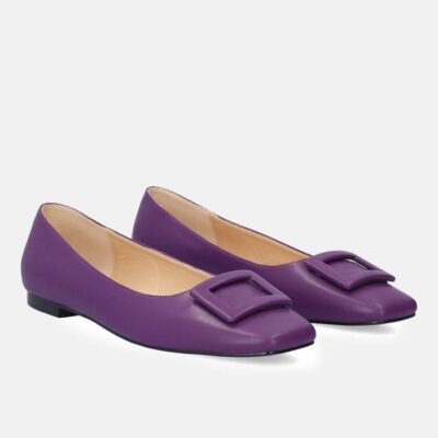 Andres Machado Stylish Purple Buckle Ballet Flats  New