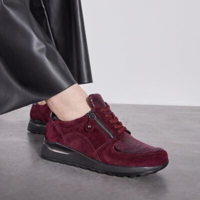 Waldlaufer Waldlaufer Fashionable Burgundy Combi Trainers  New