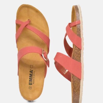 Emma Pretty Strappy Red/Orange Toe Post Sandals  New
