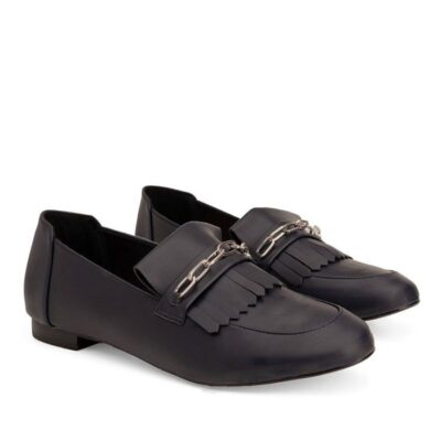 Andres Machado Classic Navy Faux Leather Fringe Loafer  Hot