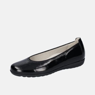 Waldlaufer Stylish Black Patent Wide Fit Ballerinas  New