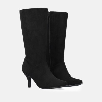 Andres Machado Cute Black Stiletto Heel Midi Boots  Online